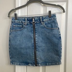 Garage mini jean skirt with black zipper